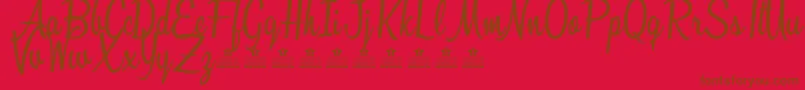 フォントSunshineBoulevardPersonalUse – 赤い背景に茶色の文字