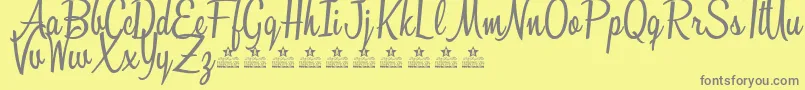 SunshineBoulevardPersonalUse-fontti – harmaat kirjasimet keltaisella taustalla