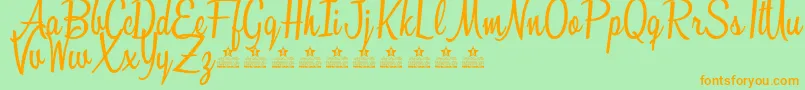 SunshineBoulevardPersonalUse-fontti – oranssit fontit vihreällä taustalla