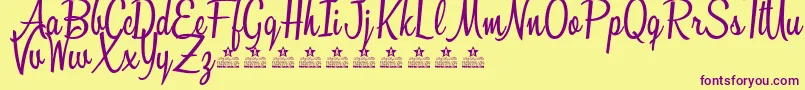 Шрифт SunshineBoulevardPersonalUse – фиолетовые шрифты на жёлтом фоне