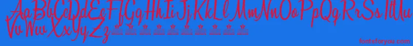 フォントSunshineBoulevardPersonalUse – 赤い文字の青い背景