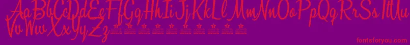 フォントSunshineBoulevardPersonalUse – 紫の背景に赤い文字
