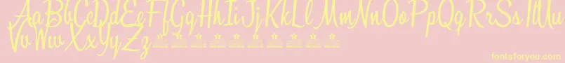 SunshineBoulevardPersonalUse-fontti – keltaiset fontit vaaleanpunaisella taustalla
