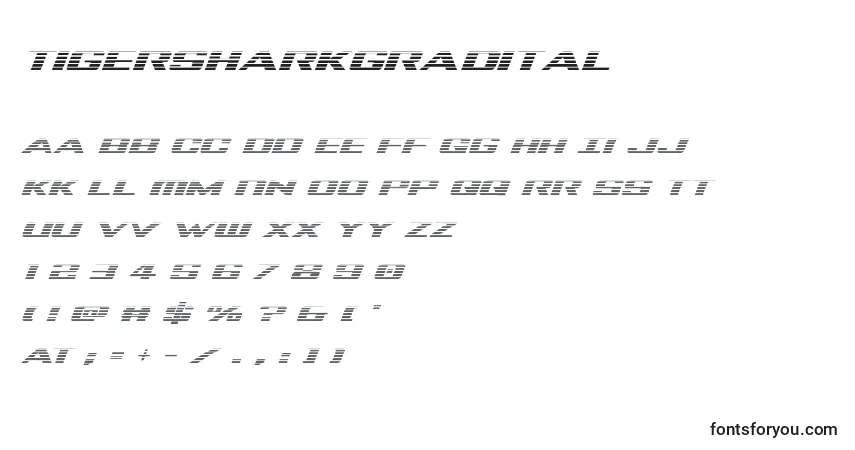 Czcionka Tigersharkgradital – alfabet, cyfry, specjalne znaki