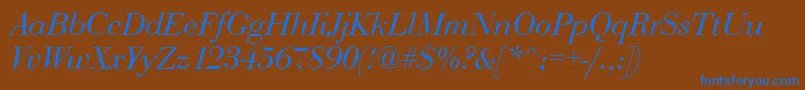 BediniItalic Font – Blue Fonts on Brown Background
