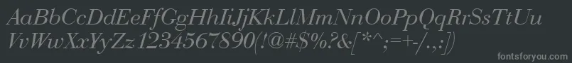 Czcionka BediniItalic – szare czcionki na czarnym tle
