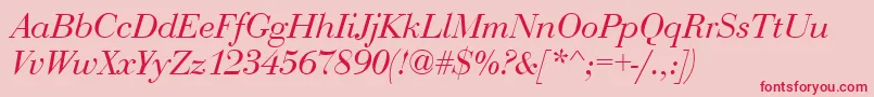 BediniItalic-Schriftart – Rote Schriften auf rosa Hintergrund