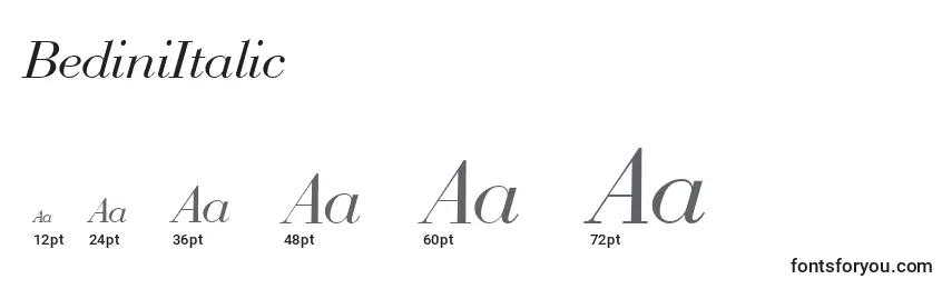 Размеры шрифта BediniItalic