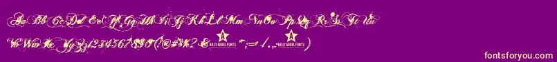 Ginga-Schriftart – Gelbe Schriften auf violettem Hintergrund
