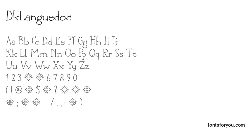 A fonte DkLanguedoc – alfabeto, números, caracteres especiais