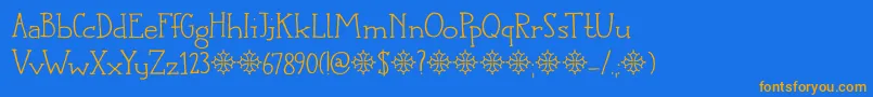 DkLanguedoc-Schriftart – Orangefarbene Schriften auf blauem Hintergrund