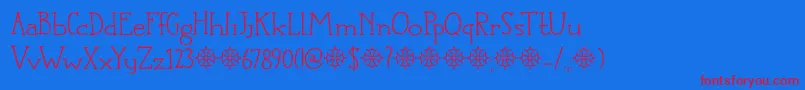 DkLanguedoc Font – Red Fonts on Blue Background