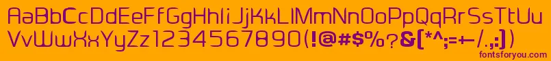 Eadesignerregular-Schriftart – Violette Schriften auf orangefarbenem Hintergrund