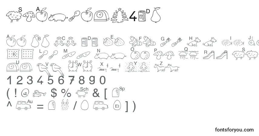 Schriftart SpAnlaut4Db – Alphabet, Zahlen, spezielle Symbole