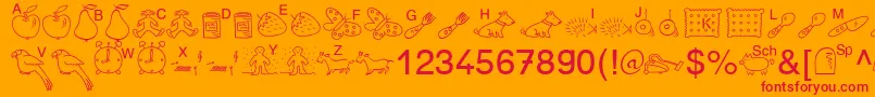 Czcionka SpAnlaut4Db – czerwone czcionki na pomarańczowym tle
