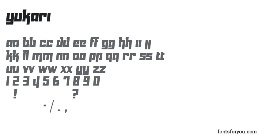 Schriftart Yukari – Alphabet, Zahlen, spezielle Symbole