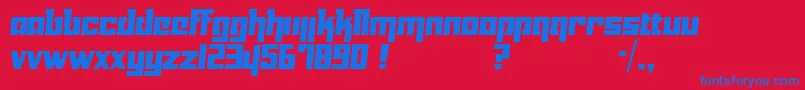 Czcionka Yukari – niebieskie czcionki na czerwonym tle