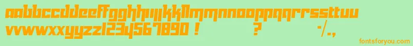 フォントYukari – オレンジの文字が緑の背景にあります。