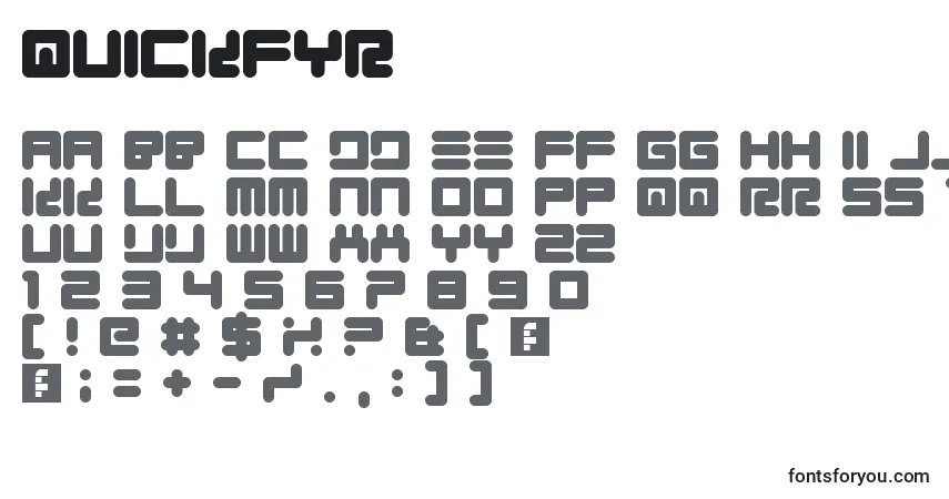 Schriftart Quickfyr – Alphabet, Zahlen, spezielle Symbole
