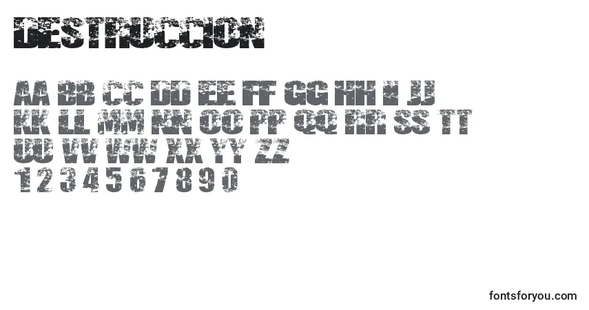 Czcionka Destruccion – alfabet, cyfry, specjalne znaki