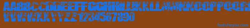 フォントDestruccion – 茶色の背景に青い文字