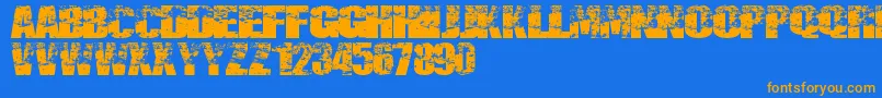 Destruccion Font – Orange Fonts on Blue Background
