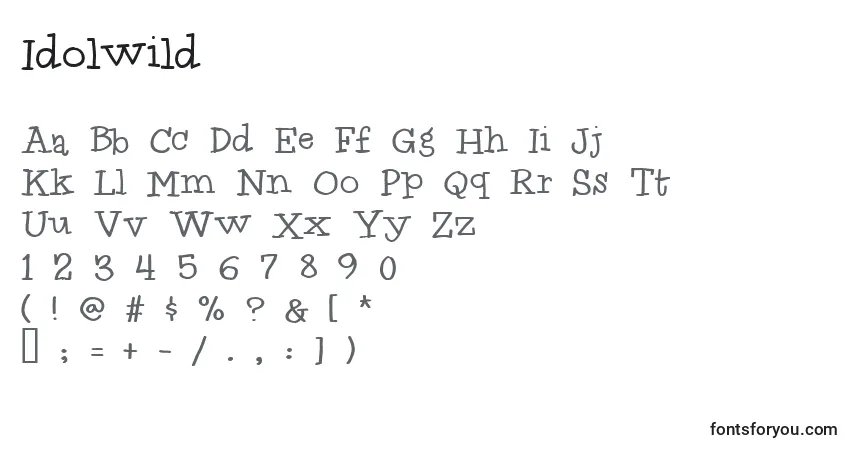 A fonte Idolwild – alfabeto, números, caracteres especiais