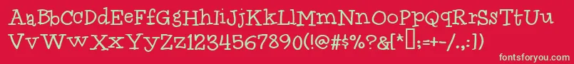 フォントIdolwild – 赤い背景に緑の文字