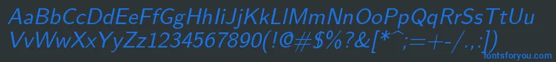 Lmsans10Obliqueフォントについての詳細 フォントLmsans10Oblique – 黒い背景に青い文字