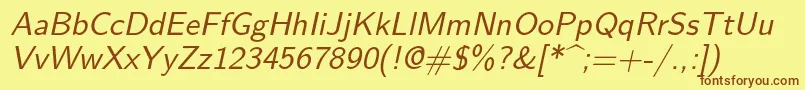 Lmsans10Oblique Font – Brown Fonts on Yellow Background