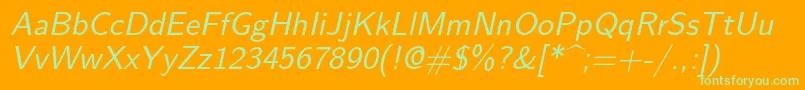 Lmsans10Oblique Font – Green Fonts on Orange Background