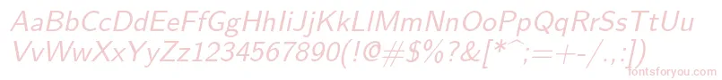 Lmsans10Oblique-Schriftart – Rosa Schriften auf weißem Hintergrund