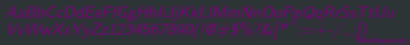 フォントLmsans10Oblique – 黒い背景に紫のフォント