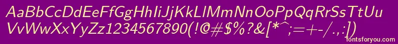 Lmsans10Oblique Font – Yellow Fonts on Purple Background