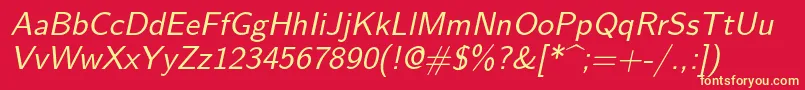 Lmsans10Oblique Font – Yellow Fonts on Red Background