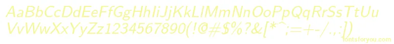 Lmsans10Oblique Font – Yellow Fonts on White Background