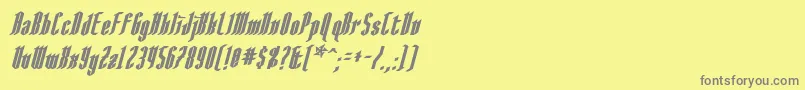 AngloysgarthBoldItalic-Schriftart – Graue Schriften auf gelbem Hintergrund