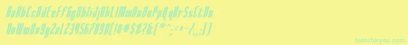 フォントAngloysgarthBoldItalic – 黄色い背景に緑の文字