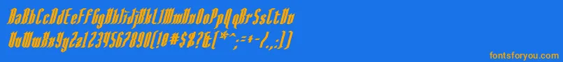 AngloysgarthBoldItalic-Schriftart – Orangefarbene Schriften auf blauem Hintergrund