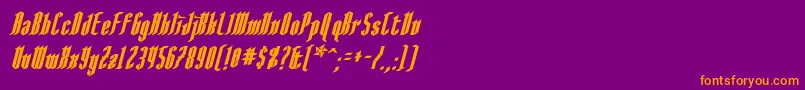AngloysgarthBoldItalic-fontti – oranssit fontit violetilla taustalla