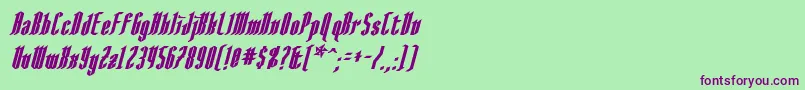 AngloysgarthBoldItalic Font – Purple Fonts on Green Background