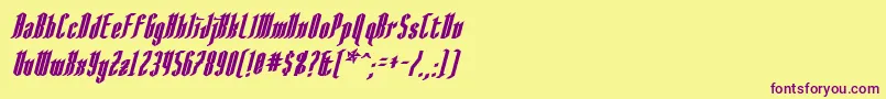 AngloysgarthBoldItalic-Schriftart – Violette Schriften auf gelbem Hintergrund