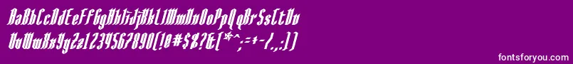 AngloysgarthBoldItalic-Schriftart – Weiße Schriften auf violettem Hintergrund
