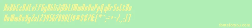AngloysgarthBoldItalic Font – Yellow Fonts on Green Background