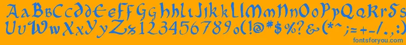 OncialePhf01 Font – Blue Fonts on Orange Background