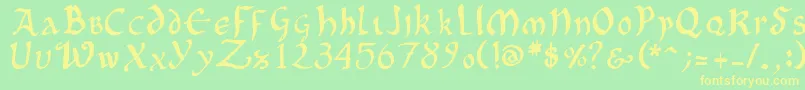 OncialePhf01 Font – Yellow Fonts on Green Background