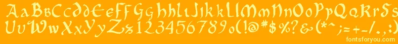 Fonte OncialePhf01 – fontes amarelas em um fundo laranja