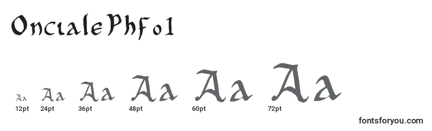 Größen der Schriftart OncialePhf01