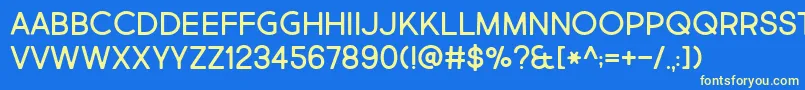 MarketFreshAllCaps Font – Yellow Fonts on Blue Background
