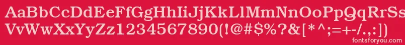 ItcBookmanLtMedium-fontti – vaaleanpunaiset fontit punaisella taustalla